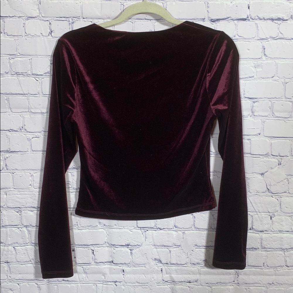 Astr Womens Velvet long Sleeve Crop Top in Eggplant Sz M Whimsigoth Fairy Grunge - Picture 5 of 5